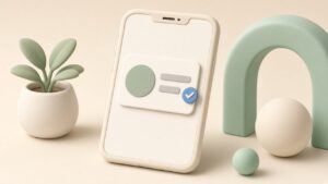 WhatsApp business profile with a verification badge beside the business name