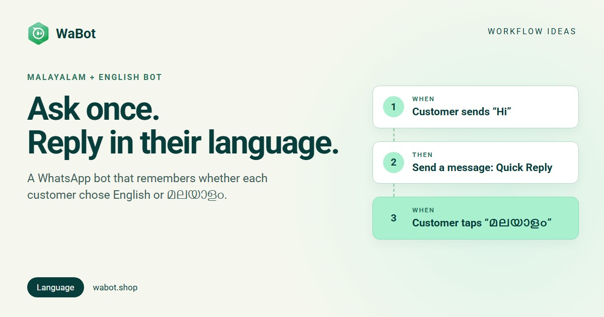 You are currently viewing Multilingual WhatsApp Chatbot: Malayalam or English, Remembered