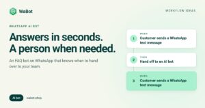 WhatsApp chat where an AI bot answers a delivery question and then hands over to a team member