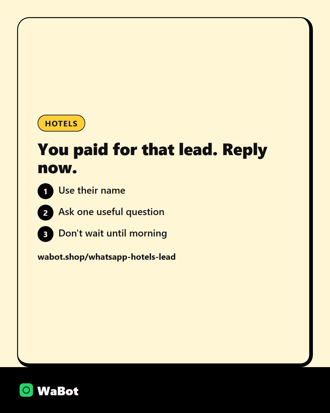 You are currently viewing Send a Facebook lead form for a weekend stay straight to WhatsApp