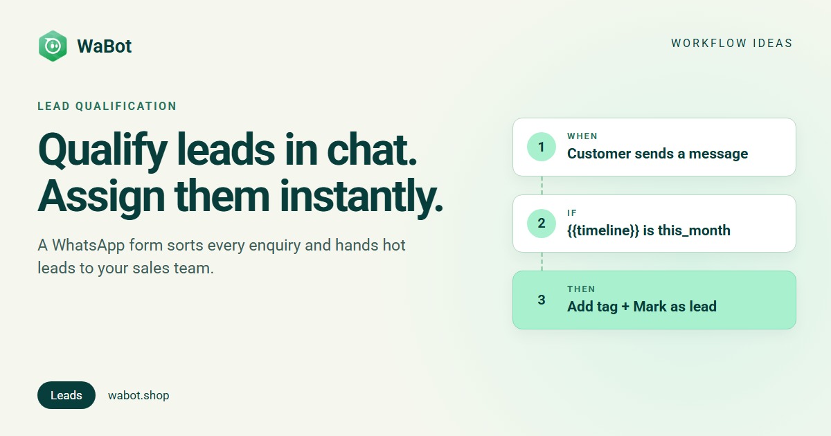 You are currently viewing WhatsApp Lead Qualification Bot: Form, Tag and Assign Leads
