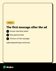 The first WhatsApp reply after a Click-to-WhatsApp ad for a hill station or houseboat
